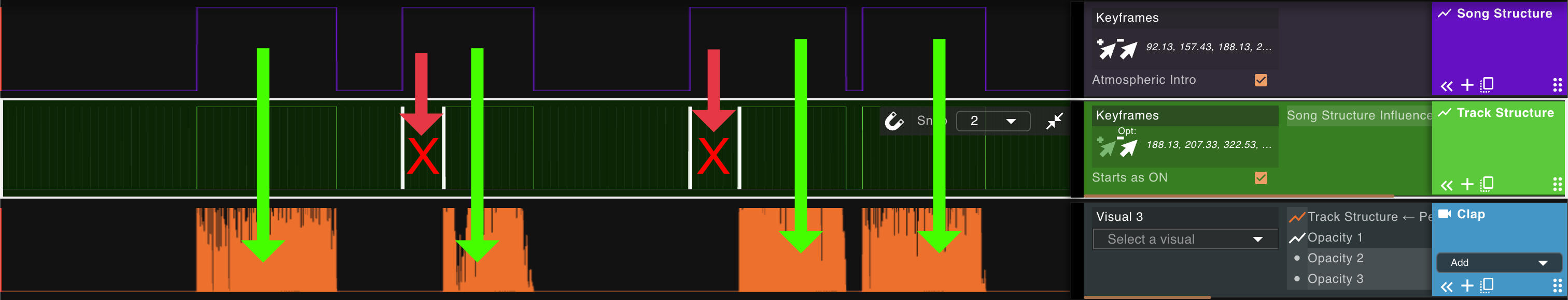 Multiple structures affecting multiple percussions