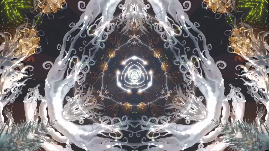 A kaleidoscopic video treatment applied to one of the looping scenes