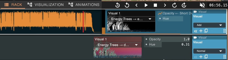 Visual tracks in the rack view